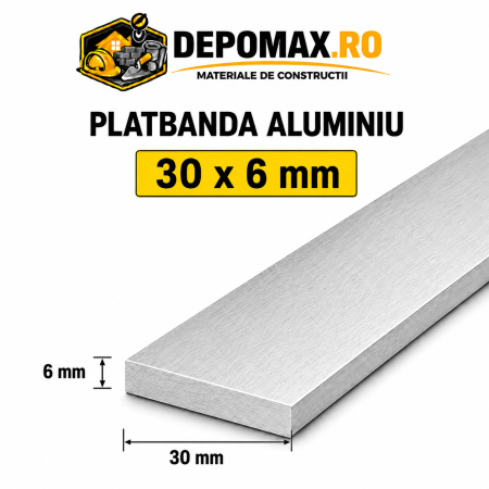 Platbanda aluminiu 30 x 6 mm, 6 metri (EN-AW 6060)
